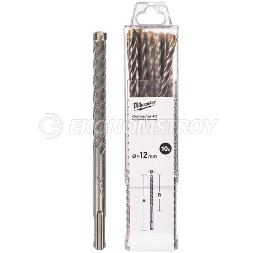 Сверло SDS-Plus Milwaukee Бур SDS+ 4C 12x160 10шт (4932498894)