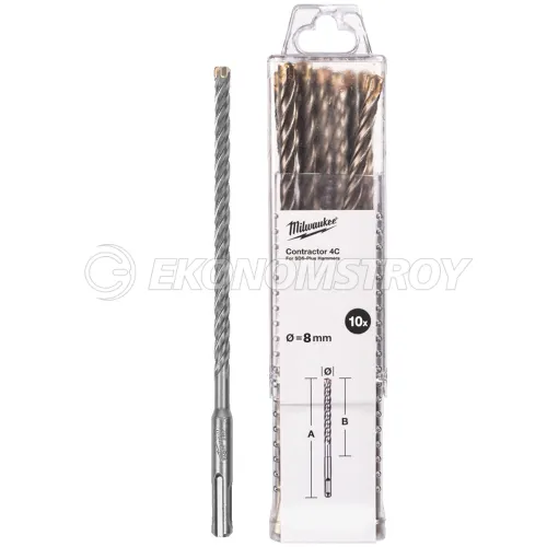 Сверло SDS-Plus Milwaukee Бур SDS+ 4C 8x210 10шт (4932498882)