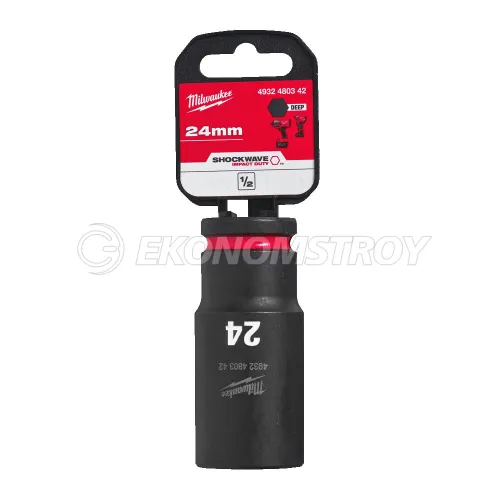 Головка торцевая Milwaukee SHOCKWAVE™ 1/2", 24 мм, удлиненная (замена для 4932352857)