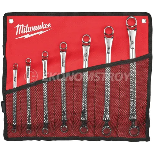 Milwaukee Набор накидных ключей Milwaukee 4932492737 7шт (под углом 75°, размеры: 6х7мм, 8х9мм, 10х11мм, 12х13мм, 14х15мм, 16х17мм, 18х19мм, 12-точечная проушин