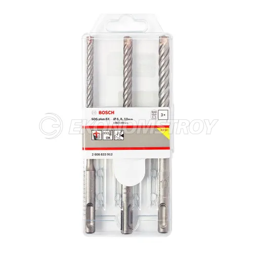 Сверло SDS-Plus BOSCH Набор сверл-буров SDS Plus-5X 6/8/10x160мм