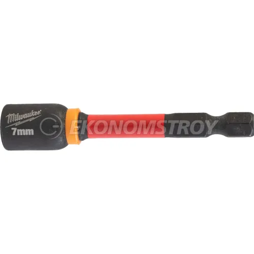 Milwaukee Насадка магнитная торцевая Milwaukee Shockwave 1/4" Hex-7ммx65мм (4932492437) (магнитный наконечник, подходит для применений с высоким крутящим момент