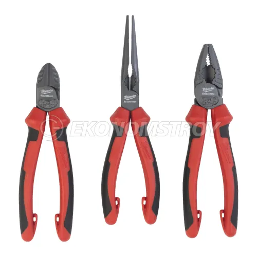 Milwaukee Набор шарнирно-губцевого инструмента Milwaukee 4932492773 3 предмета (кусачки 160мм, длинногубцы 205мм, пассатижи 180мм, прецизионный шарнир для макси