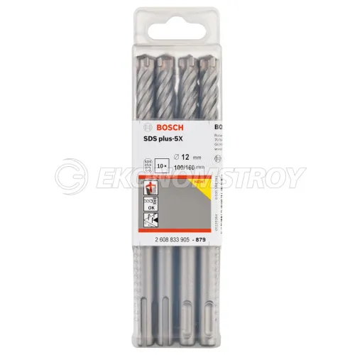 Сверло SDS-Plus BOSCH SDS Plus-5X, 12x100x160 -бур по бетону (set10 -цена указана за штуку)