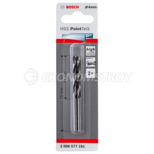 Сверло по металлу BOSCH HSS PointTeQ Сверла 4.0mm 2 шт.