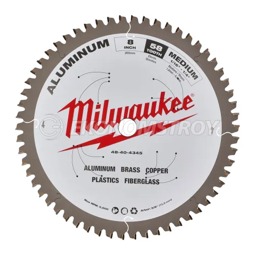 Milwaukee Пильный диск для циркулярной пилы по алюминию203x5/8x2,4x58