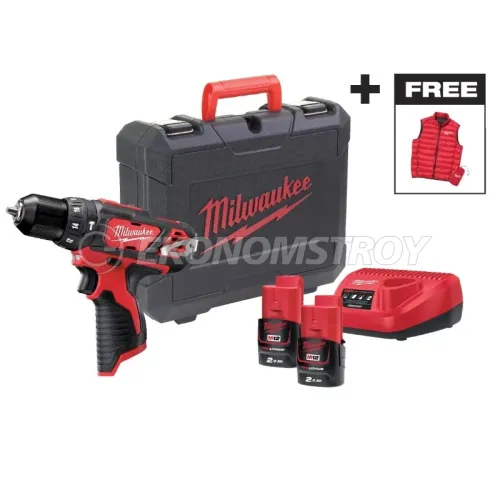Дрель-шуруповерт ударный аккумуляторный Milwaukee M12 BPDMC-202C (2*2.0 Ah, case, PROMO with jacket)