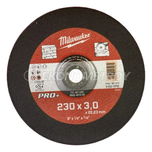 Milwaukee Отрезной диск по камню CC 42/230х3 PRO+ (заказ кратно 25 шт.)
