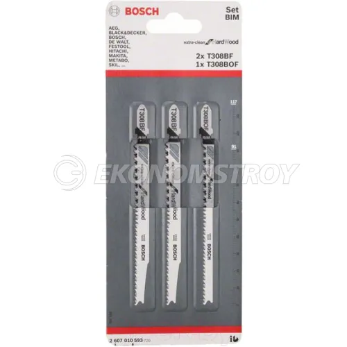 Пилка лобзиковая BOSCH T 308 BF / BOF ExtraCleanWood (уп. 3 шт.)