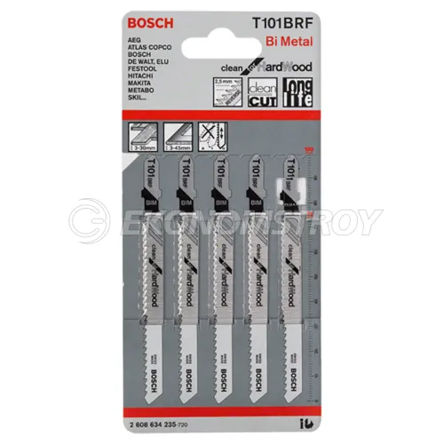 Пилка лобзиковая BOSCH T 101 BRF, BIM / For Hard Wood / уп. 5 шт.