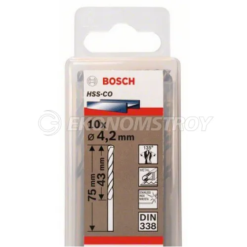 Сверло по металлу BOSCH HSS-CO СВЕРЛ 4.2ММ 10 шт.