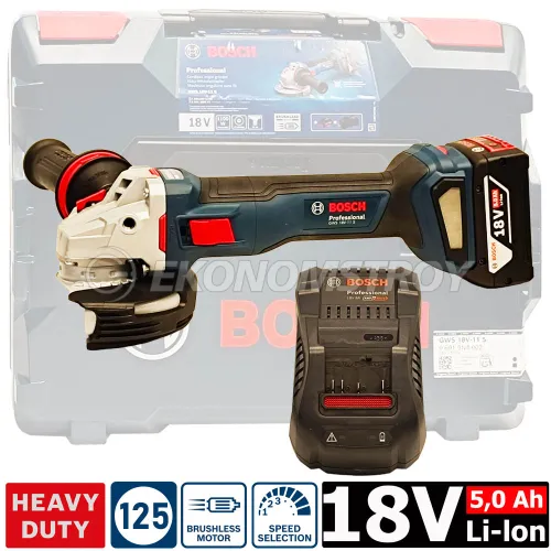 Углошлифмашина 125мм BOSCH GWS 18V-11 S (1*5,0 Ah, L-Boxx)
