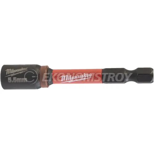 Milwaukee Насадка магнитная торцевая Milwaukee Shockwave 1/4" Hex-5.5ммx65мм (4932492434) (магнитный наконечник, подходит для применений с высоким крутящим моме