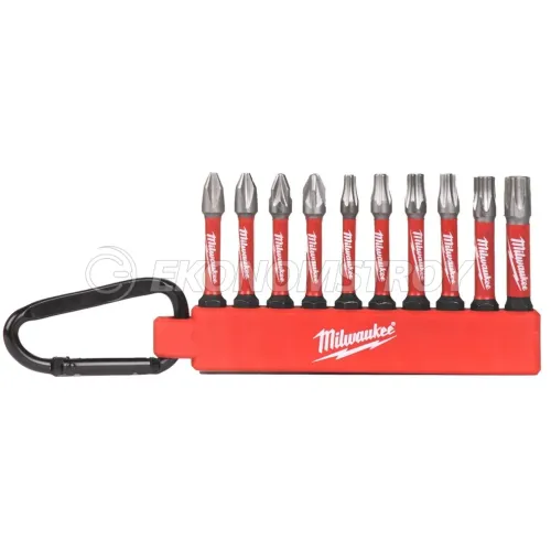 Набор бит Milwaukee и держателя с карабином SHOCKWAVE™ (2xPH2/1xPZ2/1xTX15/2xTX20/2xTX30/1xTX40)