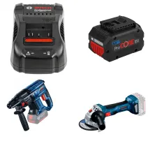 Набор инструмента GAL 1880 CV BOSCH (1.600.A00.B8G) + ProCORE 18V 8.0 Ah BOSCH (1.600.A01.6GK) + GBH 180-LI (solo, carton) BOSCH (0.611.911.120) + GWS 180-LI (Solo, carton) BOSCH (0.601.9H9.020)