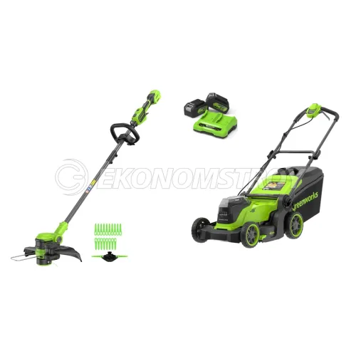 Набор инструмента 24V GD24LT331 (без АКБ и ЗУ) Greenworks (2113407) + GD24X2LM411 (24V, 2*4 Ач, ЗУ, carton) Greenworks (2520907UD)